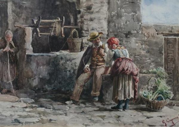 Conversation At The Well Oil Painting by Gaetano Capone