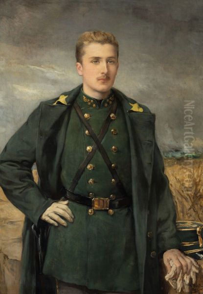 Portrait of Prince Baudouin in rifle uniform Oil Painting by Jean-Francois Portaels