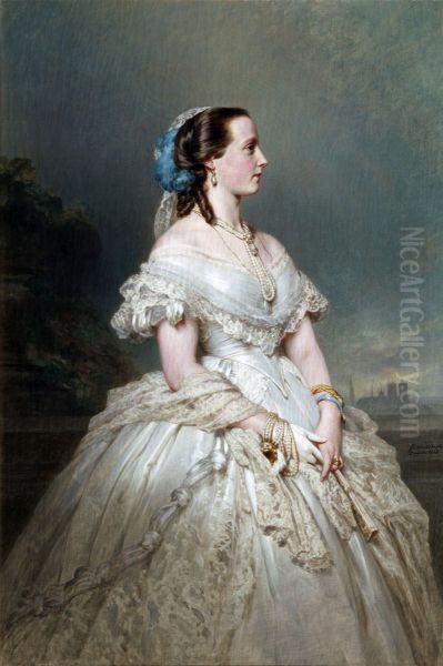 Portrait of Queen Marie Henriette Oil Painting by Franz Xaver Winterhalter