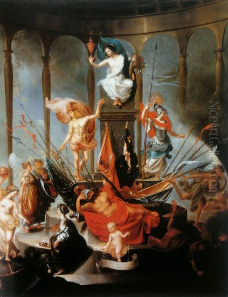 Allegory of peace triumphant over the war. Oil Painting by Jacob Willemsz de Wet