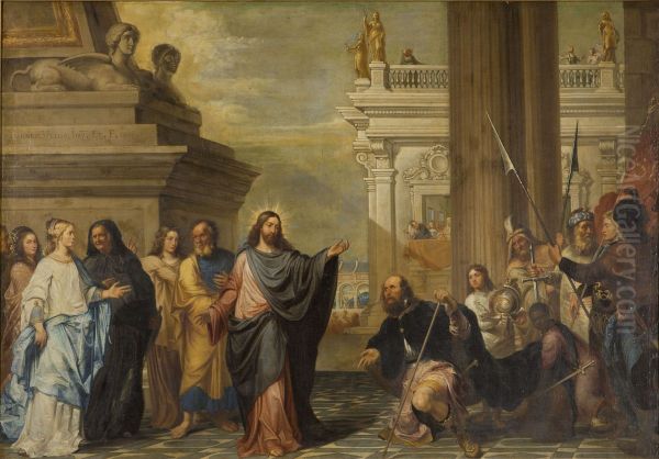 Centurion of Capernaum begs Jesus to heal his servant Oil Painting by Johannes Ykens