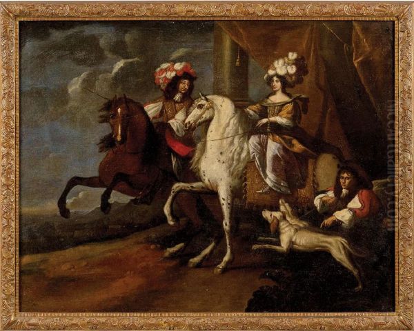 Bozzetto for the equestrian portraits of Charles Emmanuel II, the Duke of Savoy, and Christine of France Oil Painting by Balthasar Matthyssens