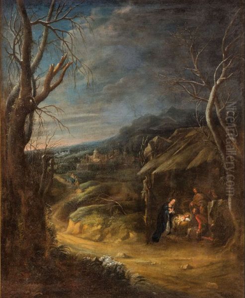 Nativity with the Flight into Egypt Oil Painting by Daniel van Heil