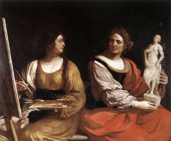 Allegory of Painting and Sculpture Oil Painting by Guercino