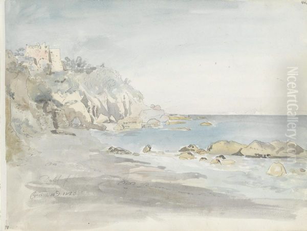 Stranden ved Marina Grande, Capri Oil Painting by Johan Christian Dahl