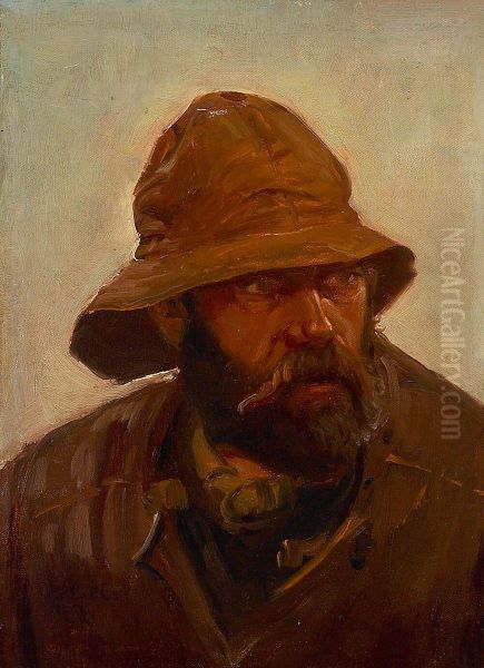 Portrait of a fisherman (1902). Oil Painting by Michael Peter Ancher