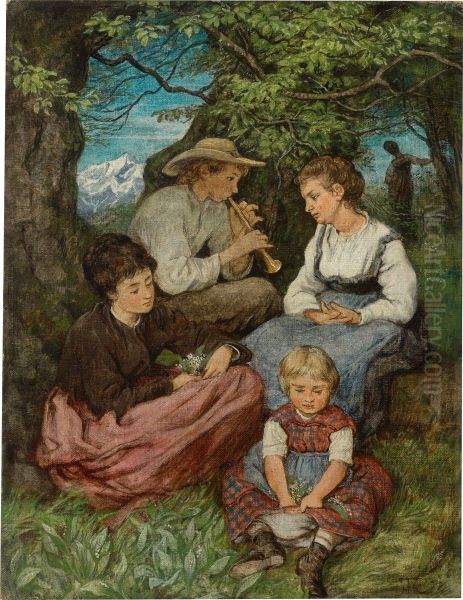 Spring rest Oil Painting by Hans Thoma