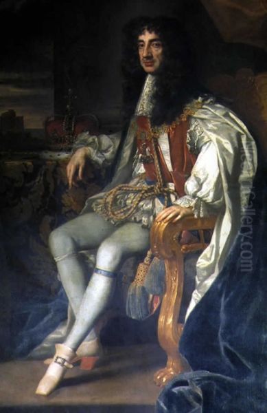 King Charles II of England in Garter Robes Oil Painting by Peter Lely