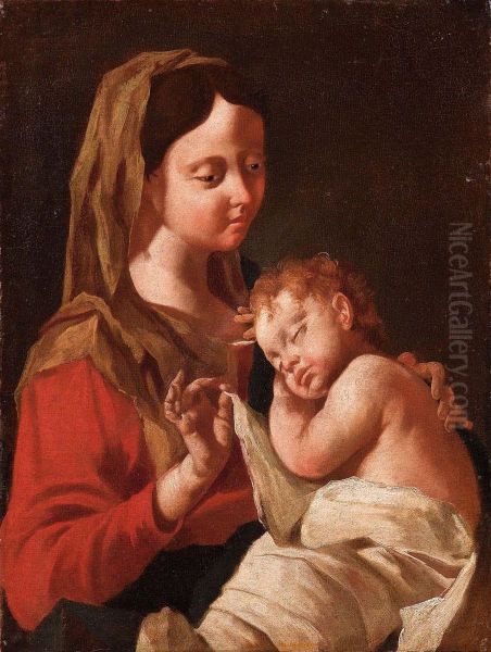 Madonna Col Bambino Dormiente Oil Painting by Francesco Cappella