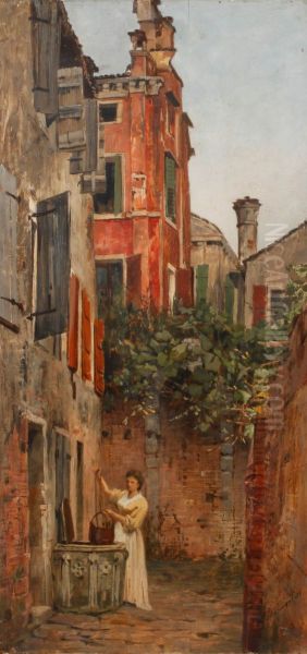 Backyard in Venice Oil Painting by Luise Begas-Parmentier