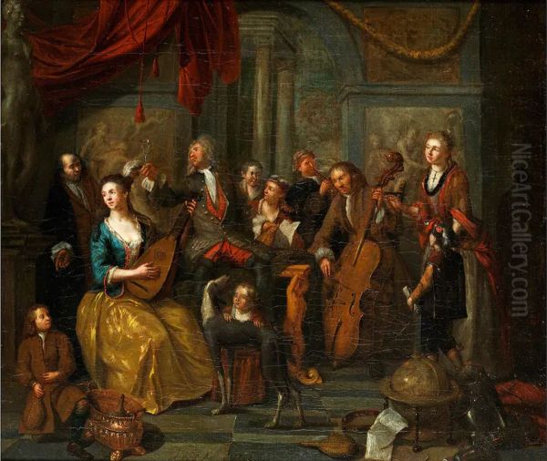 A musical group (2) Oil Painting by Ignatius van der Beken