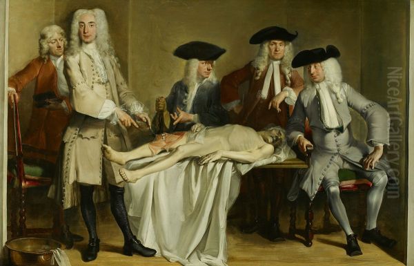 Anatomische les van Dr. Willem Roell-Anatomy lesson of Dr Willem Roell Oil Painting by Cornelis Troost