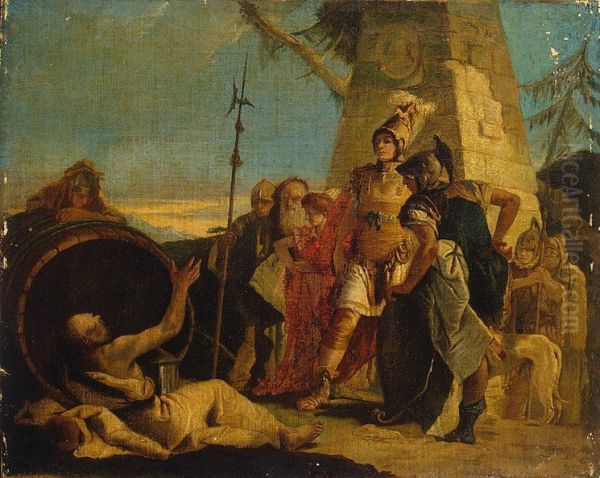 Alexander the Great and Diogenes Oil Painting by Giovanni Battista Tiepoloand workshop