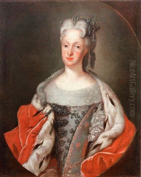 Portrait ofMaria Josepha of Austria(1699-1757). Oil Painting by Louis de Silvestre