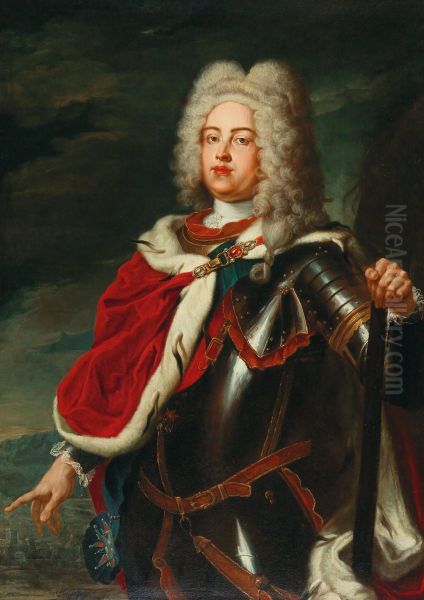 A state portrait ofFrederick August II, Elector of Saxonyand King of Poland (1696-1763), as crown prince Oil Painting by Adam Manyoki