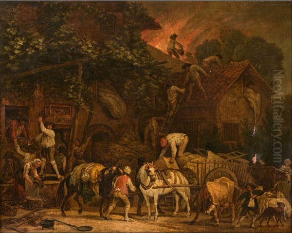 Fighting a fire Oil Painting by Jan Peeter Verdussen