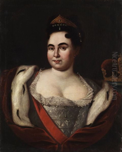 Portrait ofCatherine I of Russia(1684-1727)} Oil Painting by Unidentified painter