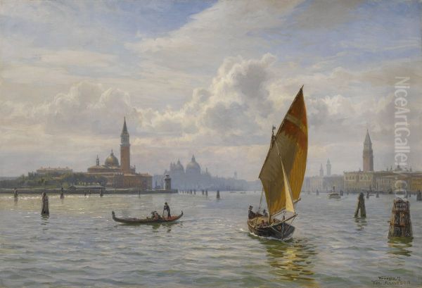 Lagunen ved Venezia. Oil Painting by Vilhelm Arnesen