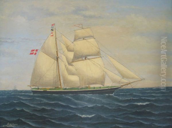 Ships portrait. Freya of Thisted. Master D. C. Davidsen. Oil Painting by Vilhelm Arnesen