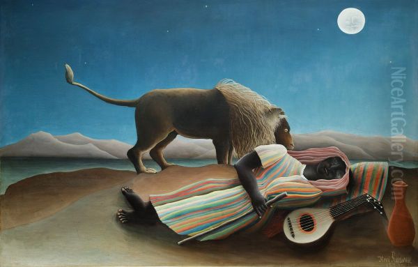 La Bohemienne endormie Oil Painting by Henri Rousseau