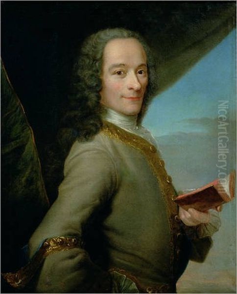 Portrait of Voltaire Oil Painting by Maurice Quentin de La Tour