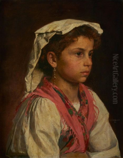 Junges italienisches Madchen Oil Painting by Hugo Schubert