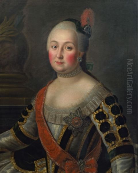 Portrait of Anna Karlovna Vorontsova, nee Skavronskaya. Wife of Mikhail Illarionovitch Vorontsov Oil Painting by Aleksey Antropov