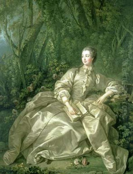 Portrait of Jeanne-Antoinette Poisson, Marquise de Pompadour Oil Painting by Francois Boucher