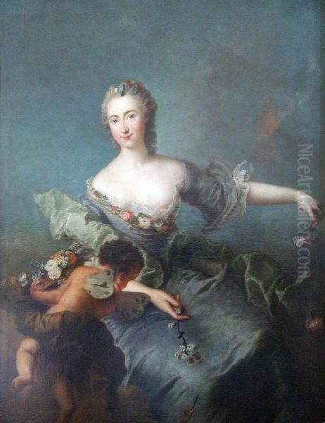 Bildnis Louise Albertine Freifrau von Grappendorf als Flora Oil Painting by Antoine Pesne