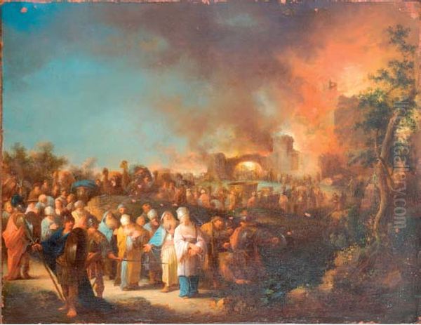 Destruction of Jerusalem. Oil Painting by Johann Georg Trautmann