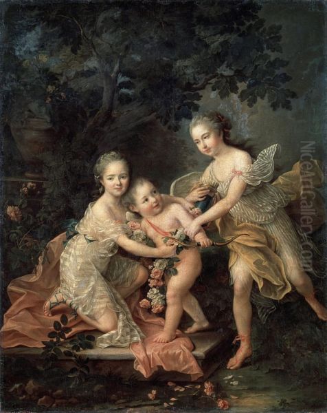 The Children of the Duke of Orleans Oil Painting by Francois-Hubert Drouais