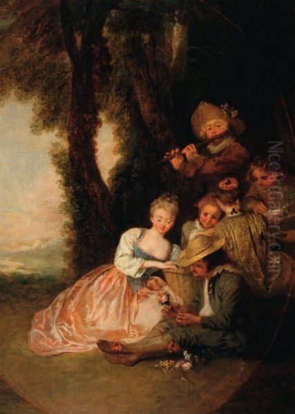 La declaration attendue Oil Painting by Jean-Antoine Watteau