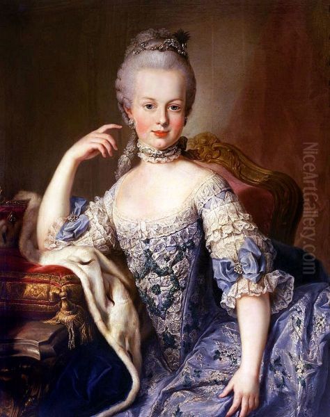 Portrait of Marie Antoinette (1755-1793) Oil Painting by Martin Van Meytens