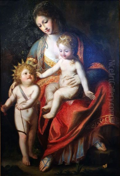 Latona with her children Apollo and Diana Oil Painting by Anton Raphael Mengs