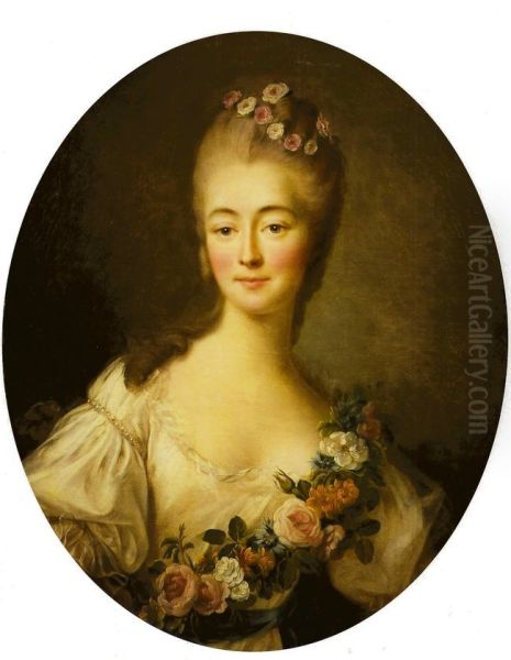 Portrait of the Countess Du Barry as Flora Oil Painting by Francois-Hubert Drouais