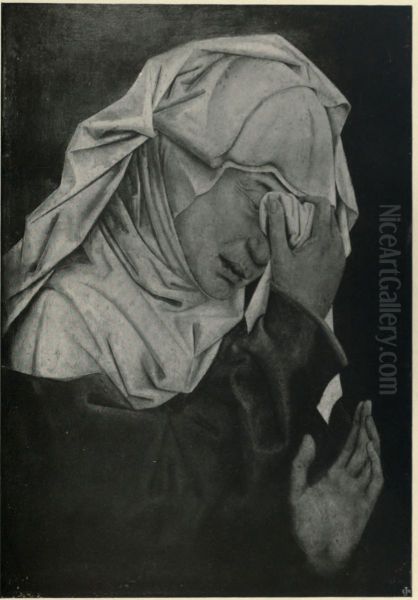 Tete de femme en pleurs, coiffee d'une guimbe. Oil Painting by Rogier van der Weyden