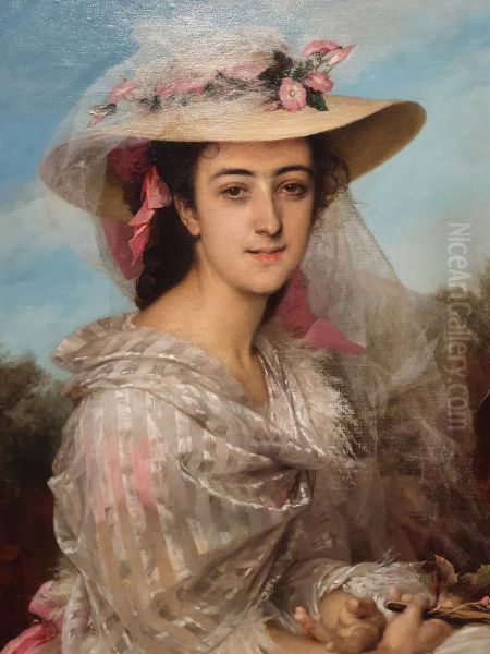 Portrait de Josephine Berthault Oil Painting by Eugene Lenepveu