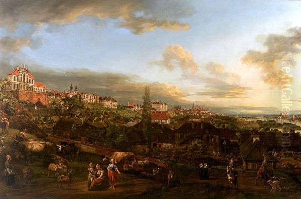 Widok Warszawy z palacem Ordynackim Oil Painting by Bernardo Bellotto