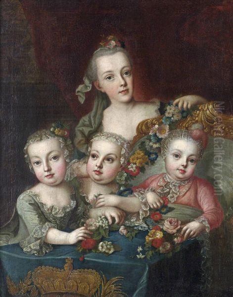 Portrait of the children of the Austrian Empress Maria Theresa Oil Painting by Aleksey Antropov