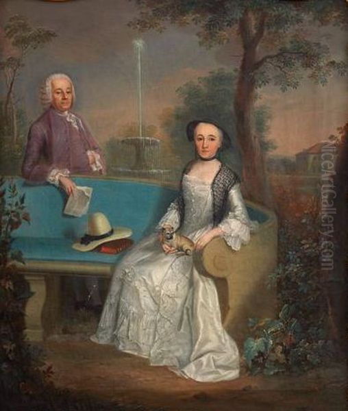 Ehepaar Martin Bachofen (1727-1814) und Margaretha Heitz (zugeschrieben). Oil Painting by Johann Ludwig Aberli