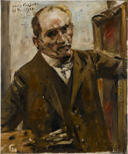 Selbstportrat mit Palette Oil Painting by Lovis Corinth