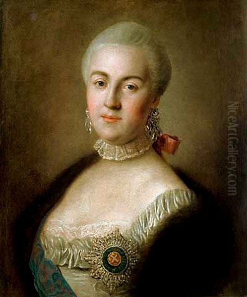 Portrait of Grand Duchess Yekaterina Alexeyevna (1729-1796) Oil Painting by Pietro Rotari