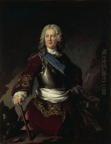 Thomas Goyon de Matignon(1684-1766), comte de Gace, seigneur de Briquebec, Brigadier des armees du Roi en 1719. Oil Painting by Louis Tocque