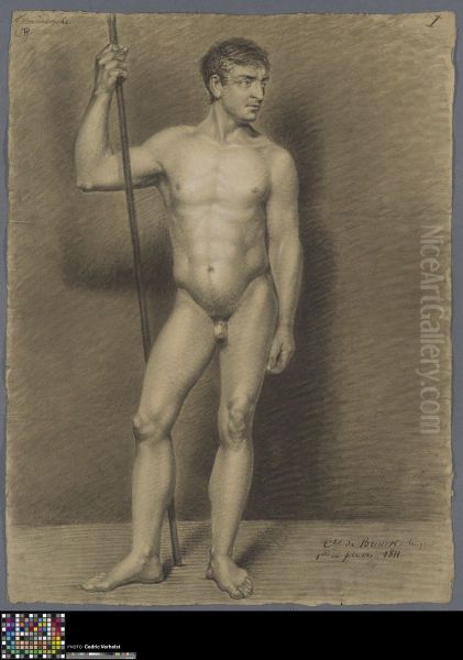 standing male nude Oil Painting by Charles De Breuck