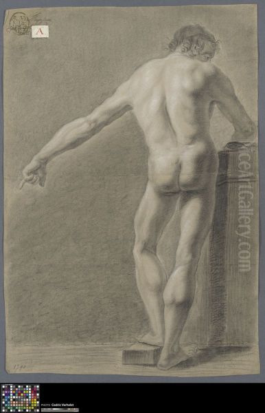 standing male nude, seen from behind Oil Painting by Leo Dubois