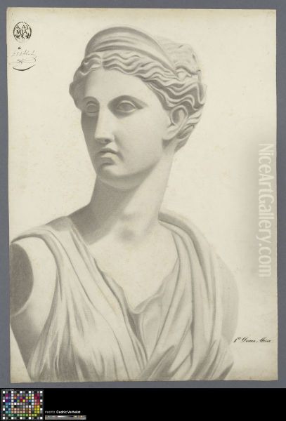 bust of Diana Oil Painting by Alberic Deroux