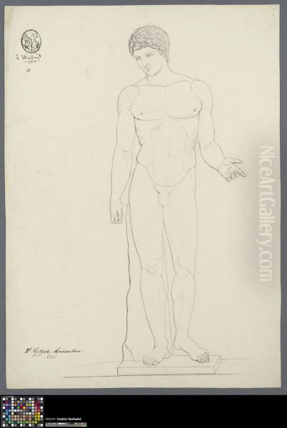 line drawing of Antinous Oil Painting by Maximilien Tytgat