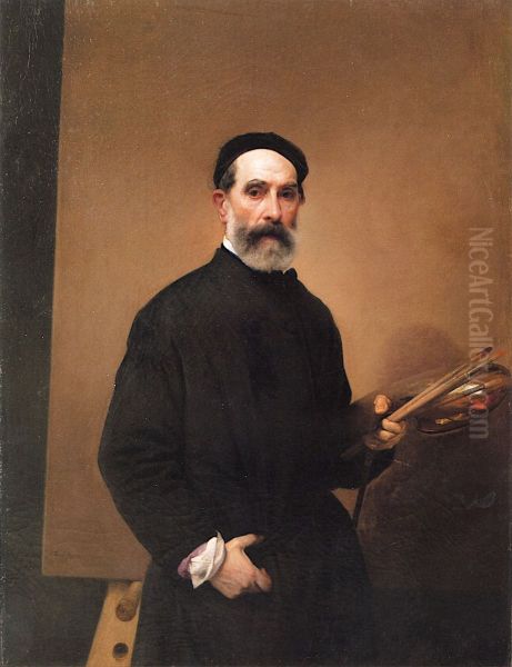 Self-portrait at the age of 71 Oil Painting by Francesco Hayez