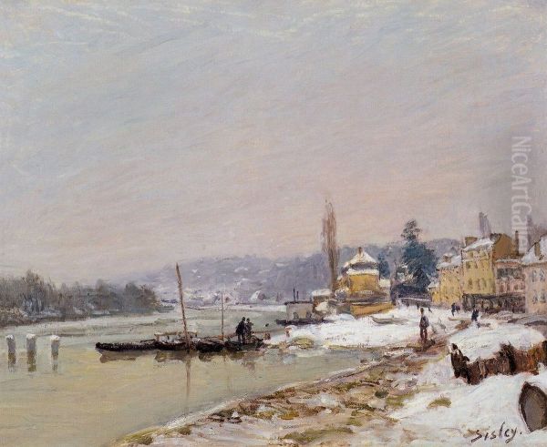 Port-Marly sous la neige Oil Painting by Alfred Sisley