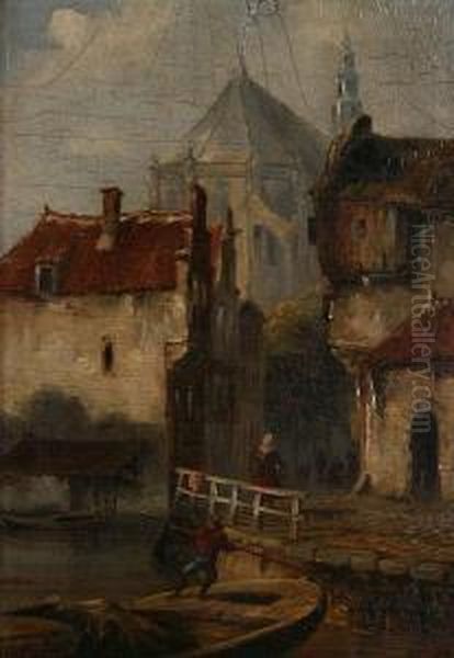 Stadsgezicht Oil Painting by Victor Carabain